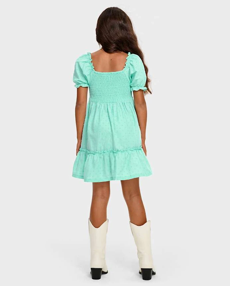 Girls Mommy And Me Smocked Ruffle Dress