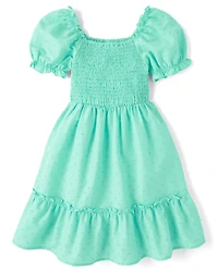 Girls Mommy And Me Smocked Ruffle Dress