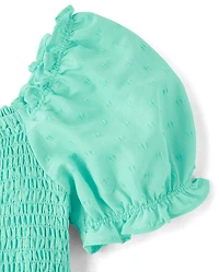 Girls Mommy And Me Smocked Ruffle Dress