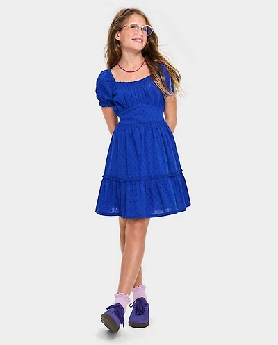 Girls Mommy And Me Bow Back Ruffle Dress