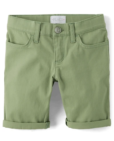 Girls Roll Cuff Twill Skimmer Shorts