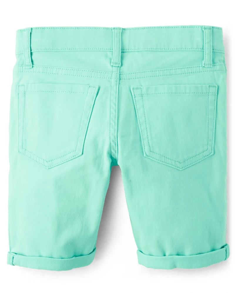 Girls Roll Cuff Twill Skimmer Shorts