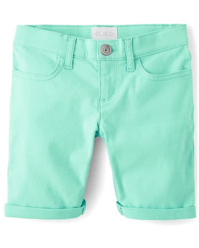 Girls Roll Cuff Twill Skimmer Shorts