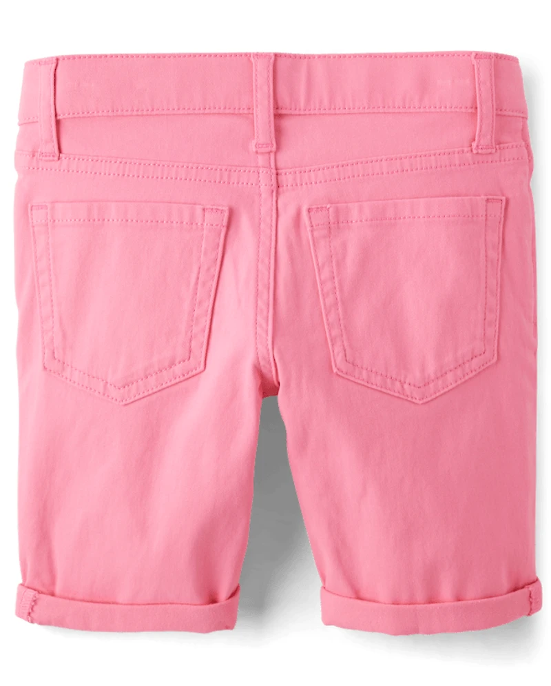 Girls Roll Cuff Twill Skimmer Shorts