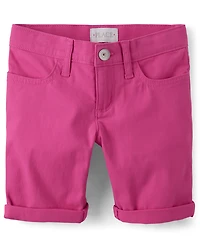 Girls Roll Cuff Twill Skimmer Shorts