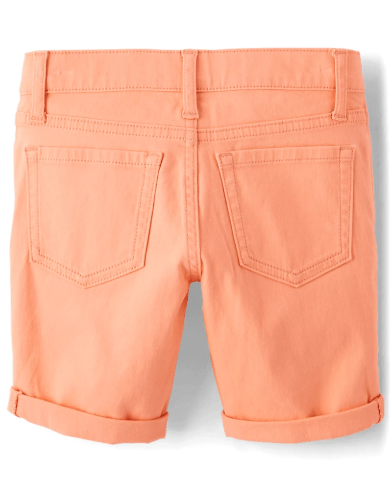 Girls Roll Cuff Twill Skimmer Shorts