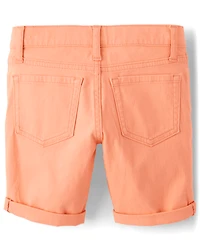 Girls Roll Cuff Twill Skimmer Shorts