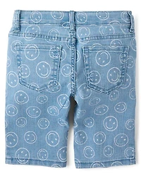 Short en jean Happy Face pour fille