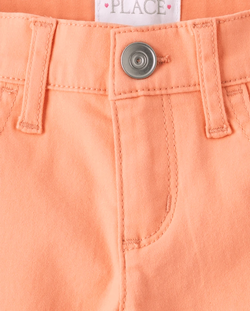 Girls Roll Cuff Twill Skimmer Shorts 4-Pack