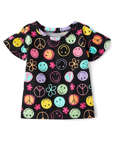 Haut à volants imprimé pour filles