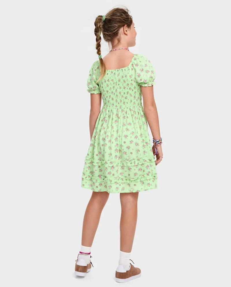 Peignoir à volants froncés et fleuri pour Fille