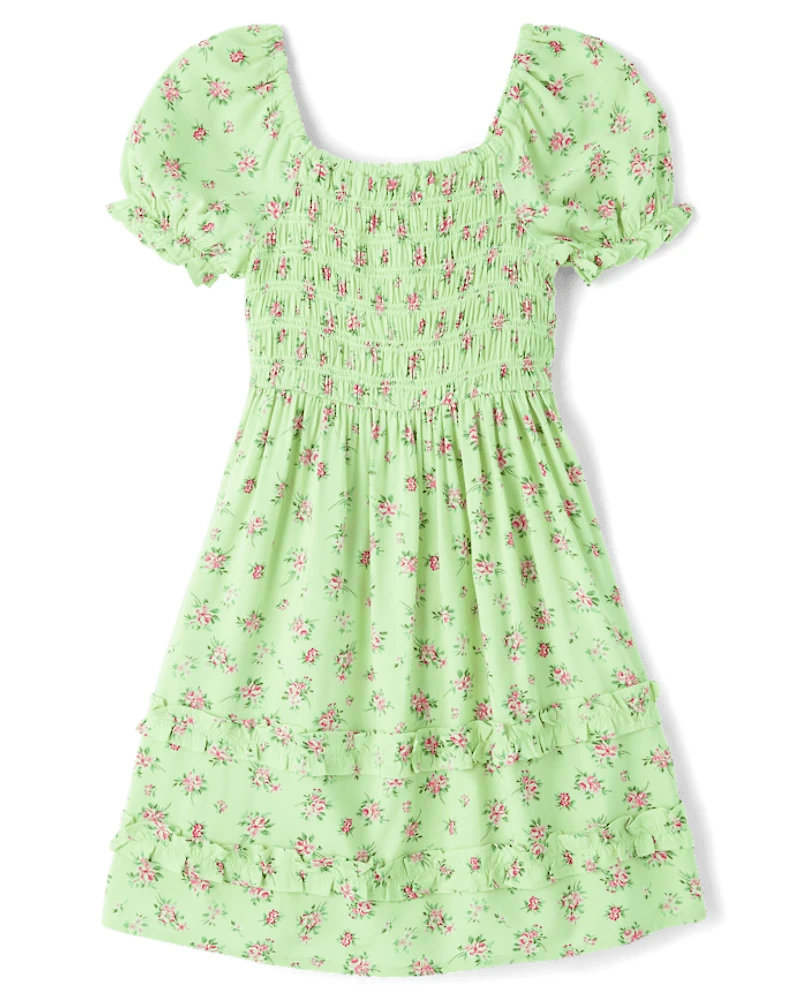 Peignoir à volants froncés et fleuri pour Fille