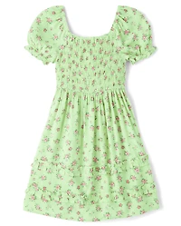 Peignoir à volants froncés et fleuri pour Fille