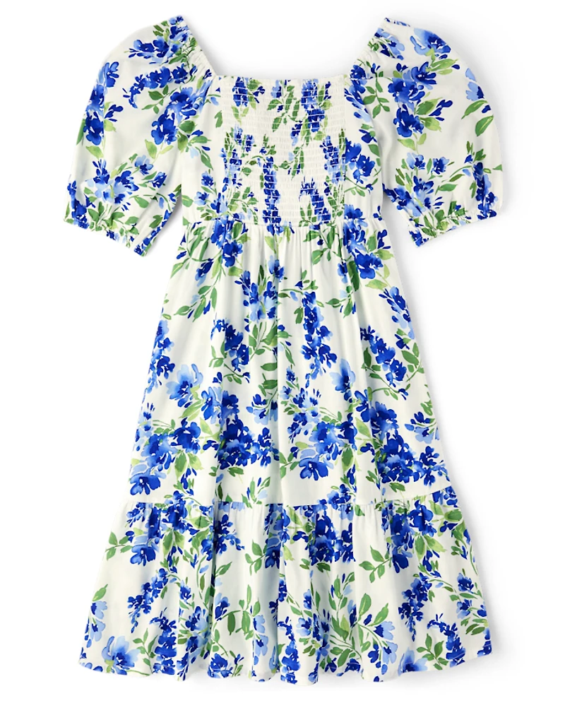 Robe à volants fleurie assortie pour femme et fille