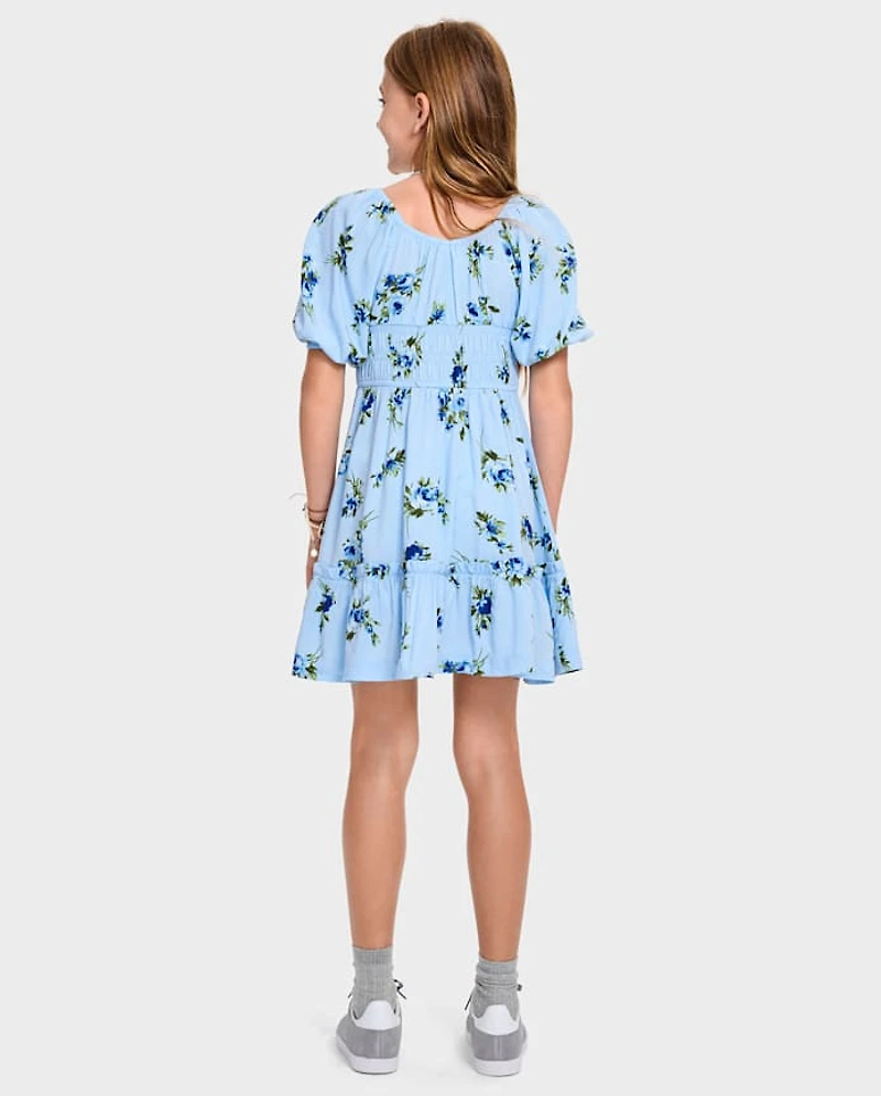 Girls Mommy And Me Floral Smocked Ruffle Dress