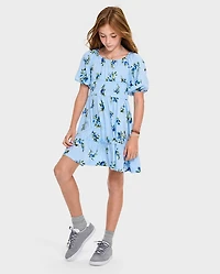 Girls Mommy And Me Floral Smocked Ruffle Dress