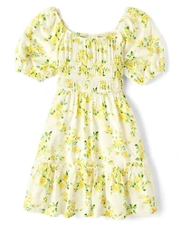 Girls Mommy And Me Floral Smocked Ruffle Dress
