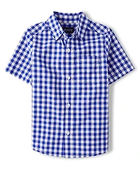 Boys Dad And Me Gingham Poplin Button Up Shirt