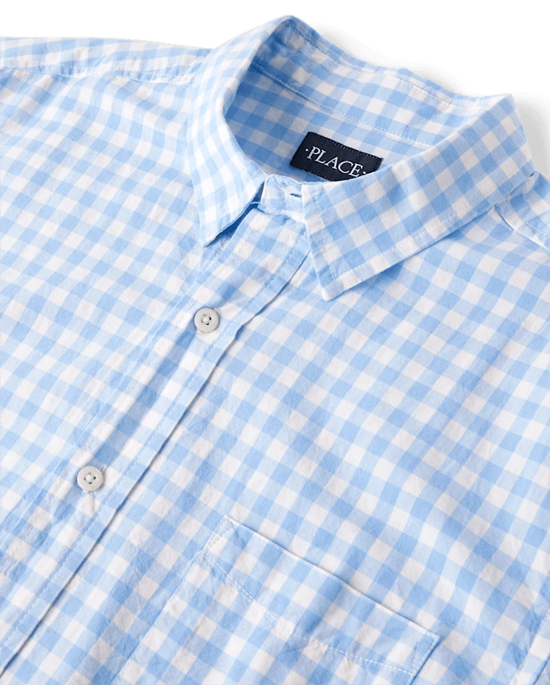Mens Dad And Me Gingham Poplin Button Up Shirt