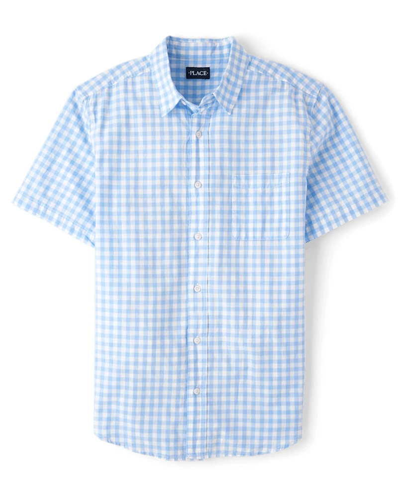 Mens Dad And Me Gingham Poplin Button Up Shirt