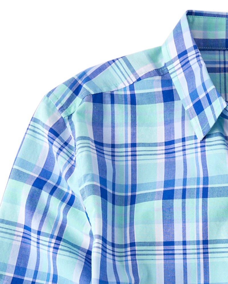 Mens Dad And Me Plaid Poplin Button Up Shirt