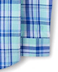 Mens Dad And Me Plaid Poplin Button Up Shirt