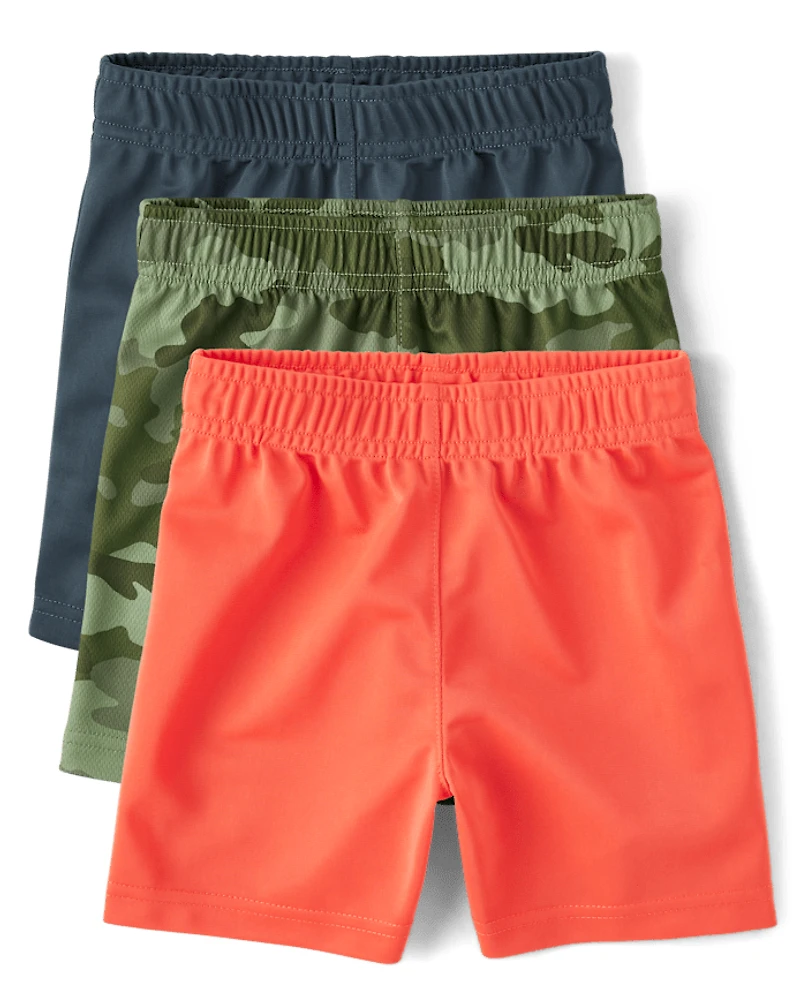 Lot de 3 shorts basket-ball imprimés évacuant l'humidité pour bébés et tout-petits garçons