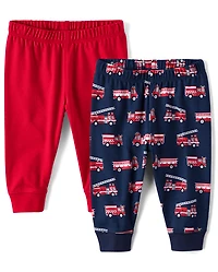 Baby Boys Fire Truck Pants 2-Pack