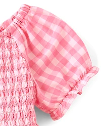 Baby Girls Mommy And Me Gingham Poplin Smocked Ruffle Dress