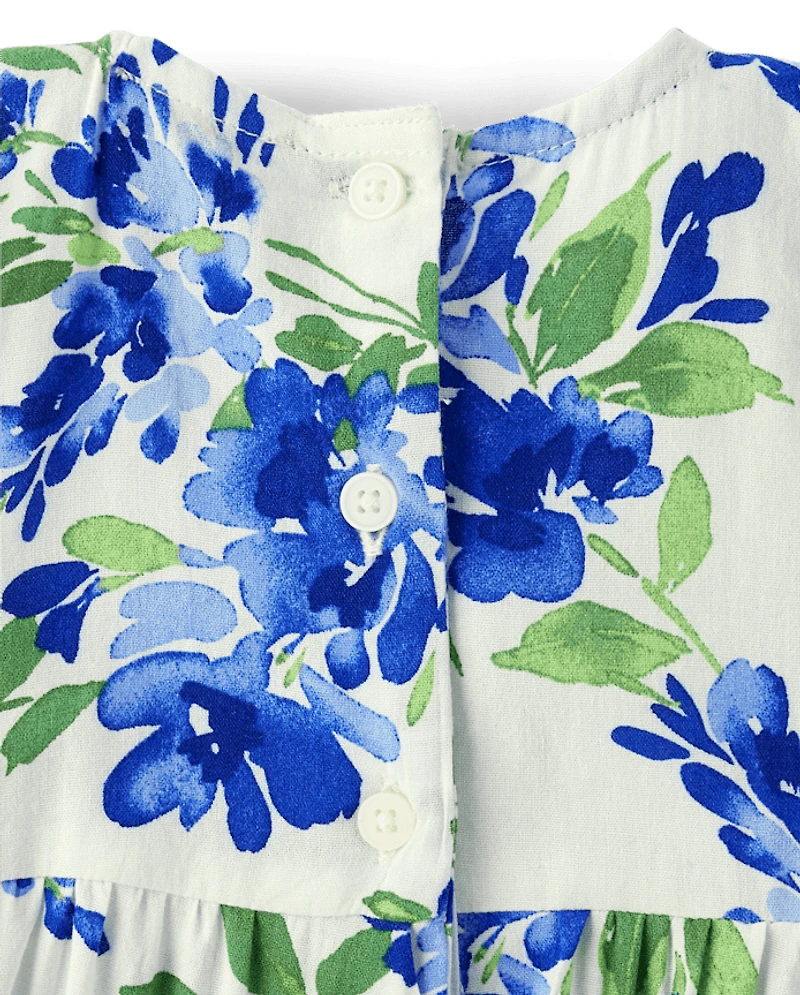 Baby Girls Mommy And Me Floral Pleated Ruffle Dress