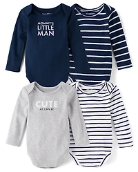 Baby Boys Little Man Bodysuit 4-Pack