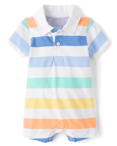 Baby Boys Striped Polo Romper