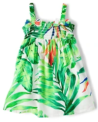Baby Girls Matching Family Tropical Smocked Dress