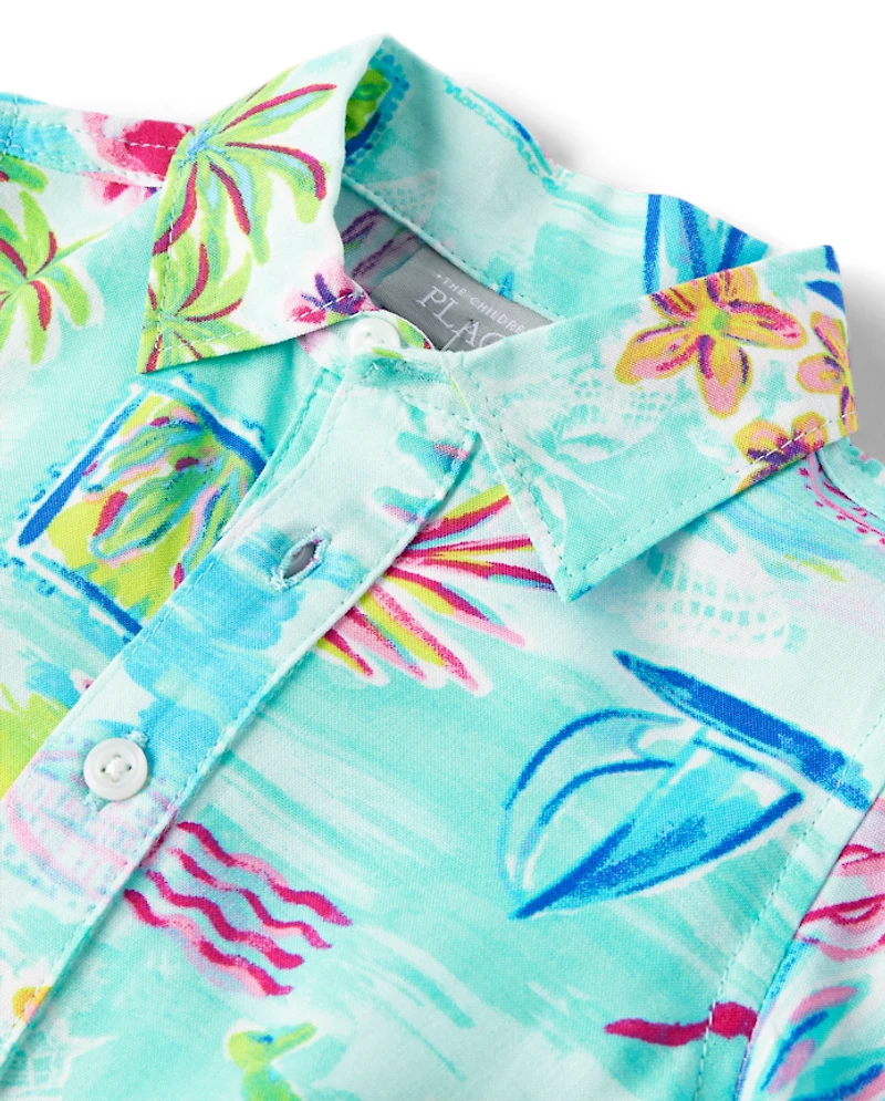 Baby Boys Matching Family Tropical Romper 2-Piece Outfit Set