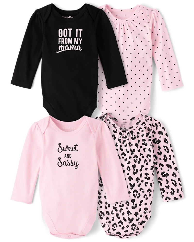 Baby Girls Sweet And Sassy Bodysuit 4-Pack