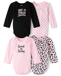 Baby Girls Sweet And Sassy Bodysuit 4-Pack