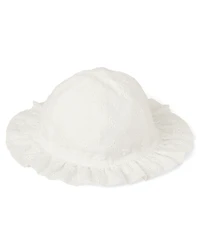 Baby Girls Eyelet Ruffle Bucket Hat