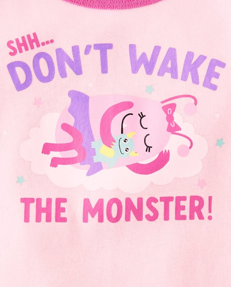 Pyjama ajusté en coton pour bébé et petite fille Motif monstre