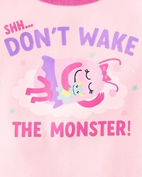 Pyjama ajusté en coton pour bébé et petite fille Motif monstre