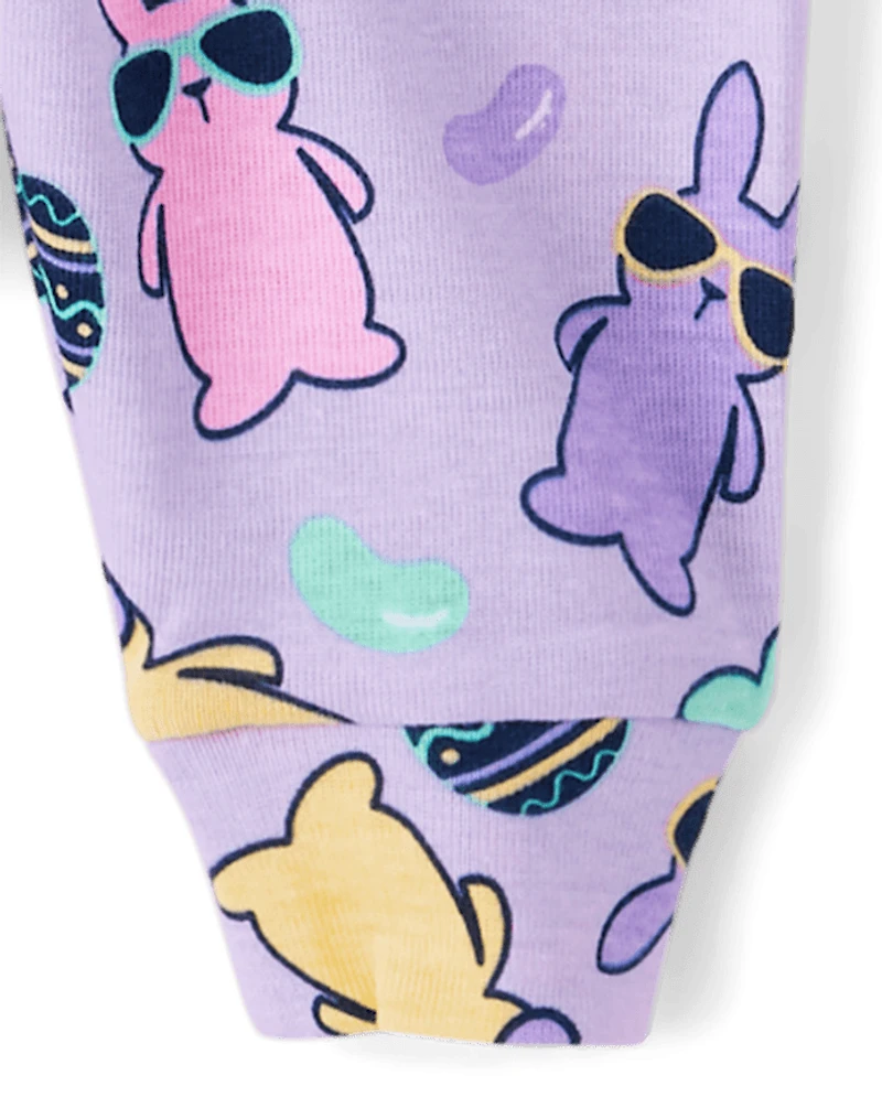 Pyjamas en coton ajustés assortis pour bébés et petites filles, motif « équipe de chasse aux œufs »