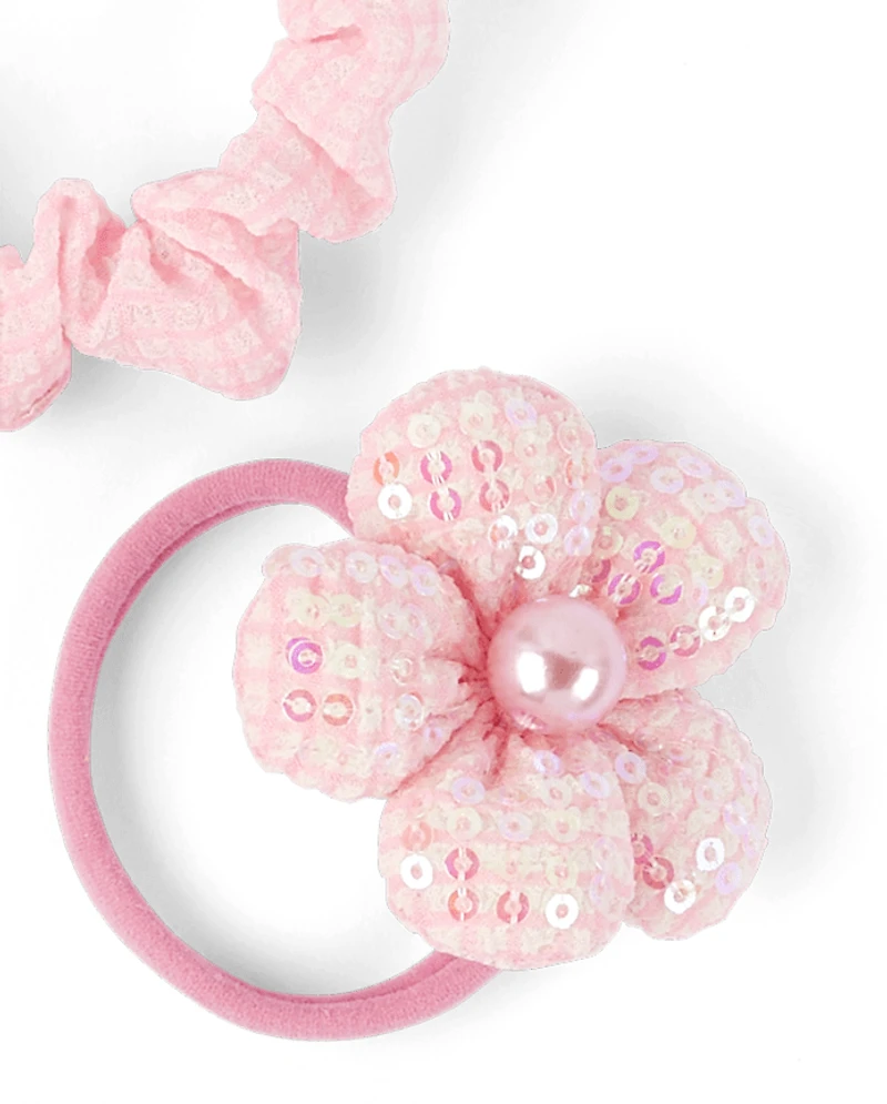Girls Flower Scrunchie 7-Pack