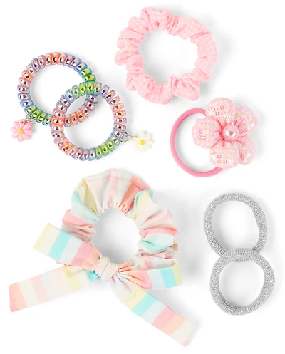 Girls Flower Scrunchie 7-Pack