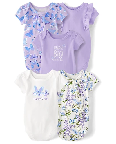 Baby Girls Butterfly Bodysuit 5-Pack
