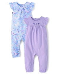 Baby Girls Butterfly Jumpsuit 2-Pack