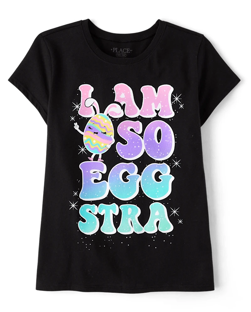 Girls Easter Eggstra Graphic Tee