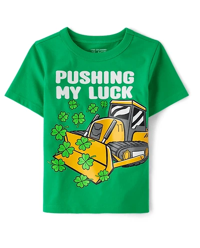 Baby And Toddler Boys St. Patrick's Day Construction Vehicle Graphic Tee