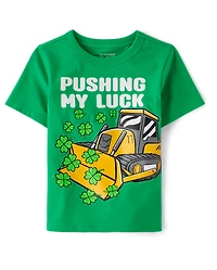 Baby And Toddler Boys St. Patrick's Day Construction Vehicle Graphic Tee