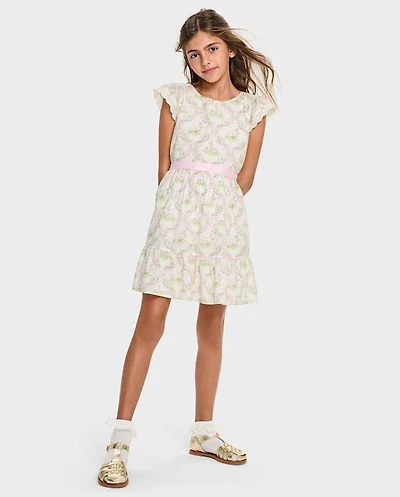 Girls Bunny Ruffle Dress