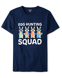 Mens Matching Family Easter Egg Hunting Squad Graphic Tee