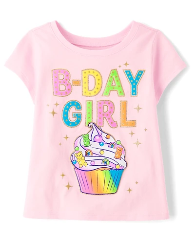 Baby And Toddler Girls Birthday Girl Cupcake Graphic Tee